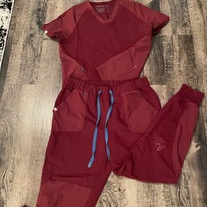 Red Disney Figs Scrub Pair